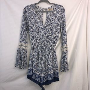 Blue and White Romper